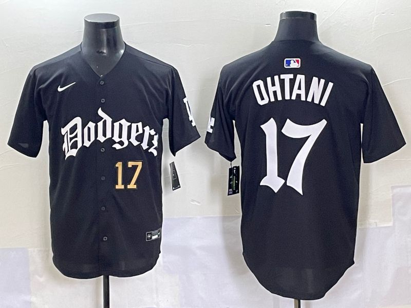 Men 2025 Los Angeles Dodgers #17 Ohtani Black Seventh generation Joint Name Nike MLB Jersey style 2